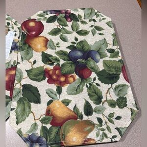 New Reversible Fruit Pattern Cloth Placemats- Set of 6